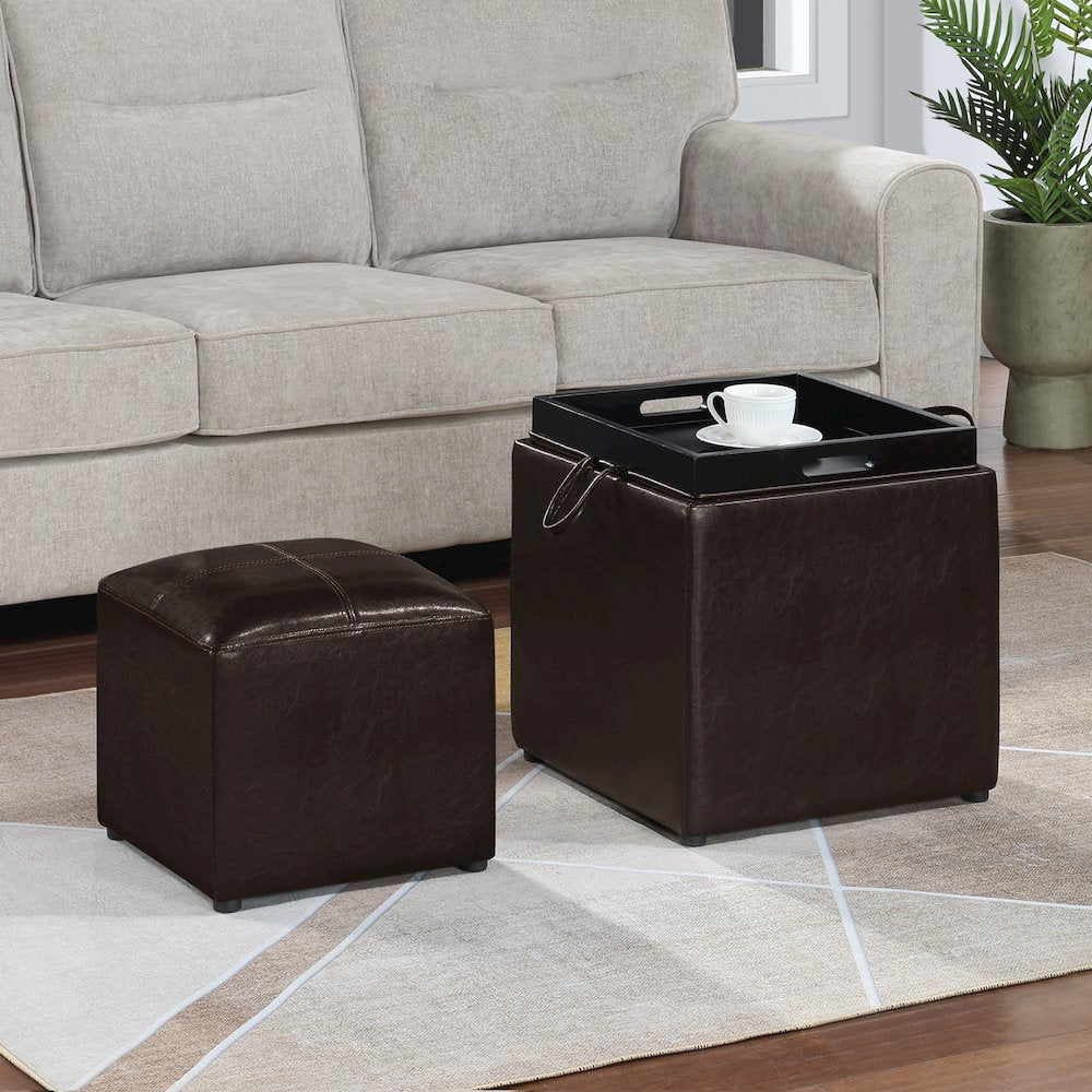 Park Avenue Single Ottoman with Stool and Reversible Tray