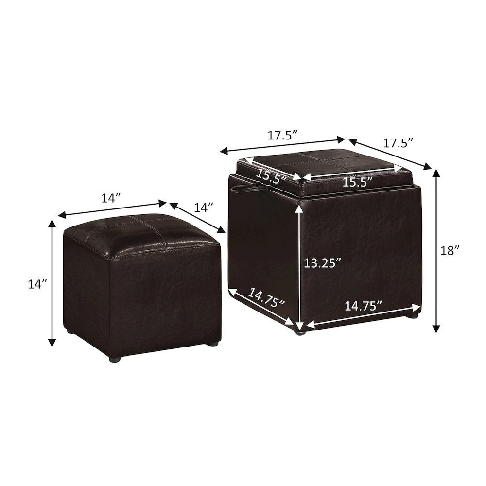 Park Avenue Single Ottoman with Stool and Reversible Tray