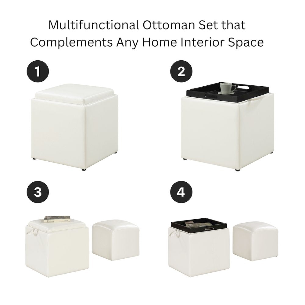 Park Avenue Single Ottoman with Stool and Reversible Tray