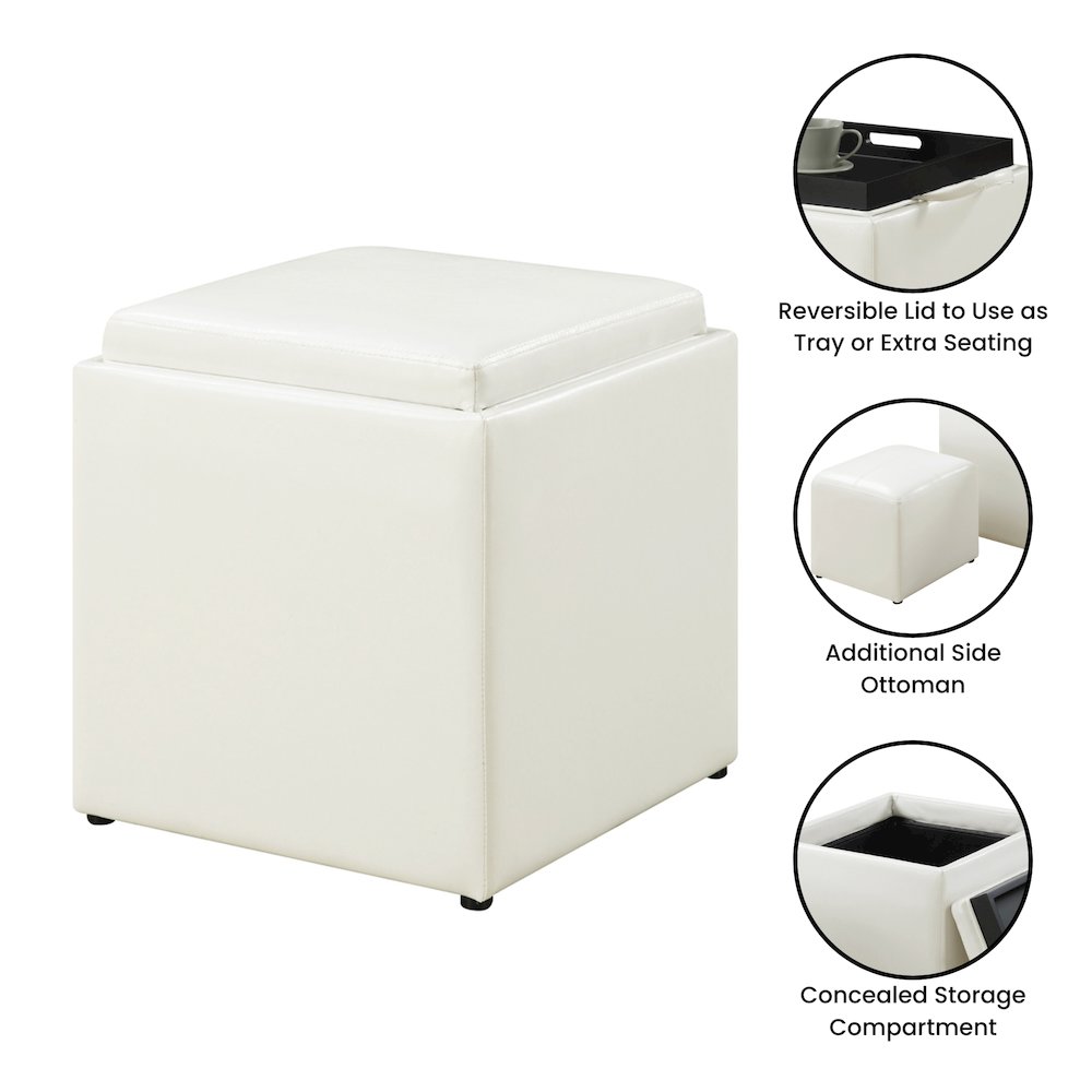 Park Avenue Single Ottoman with Stool and Reversible Tray