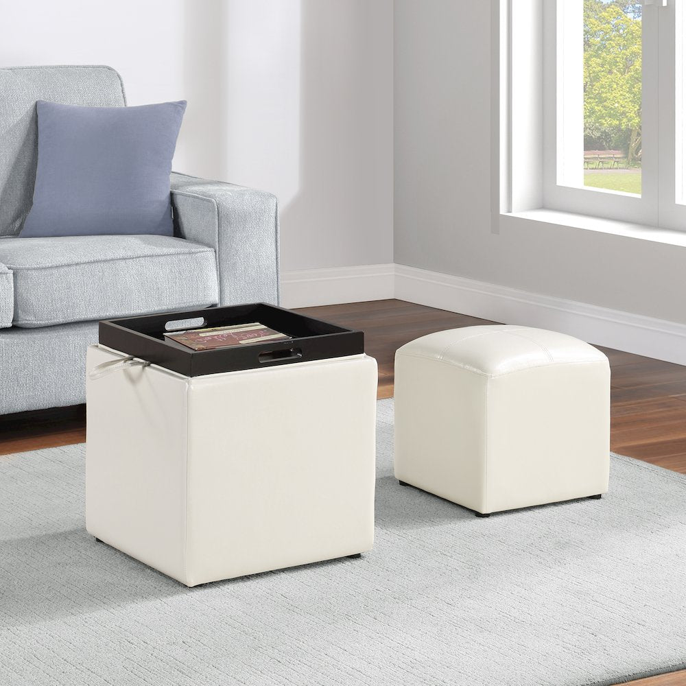 Park Avenue Single Ottoman with Stool and Reversible Tray