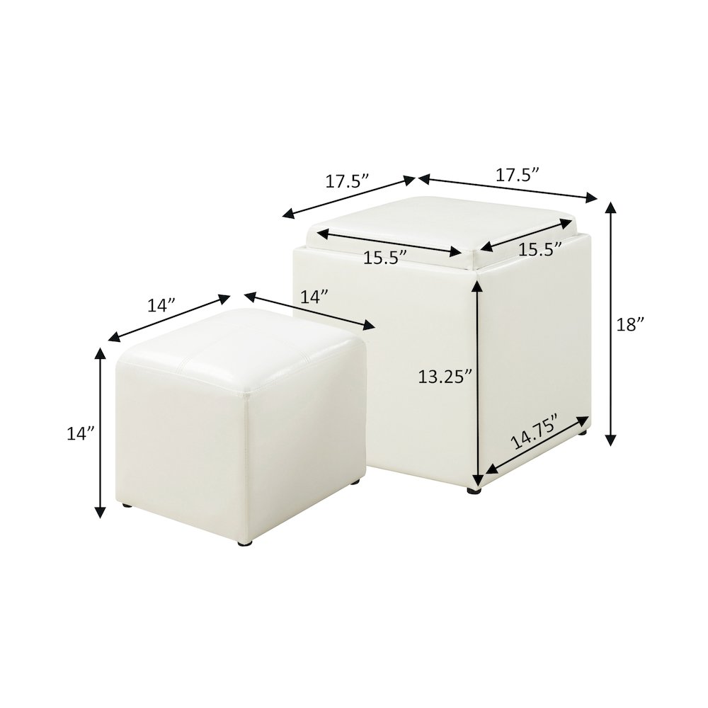 Park Avenue Single Ottoman with Stool and Reversible Tray