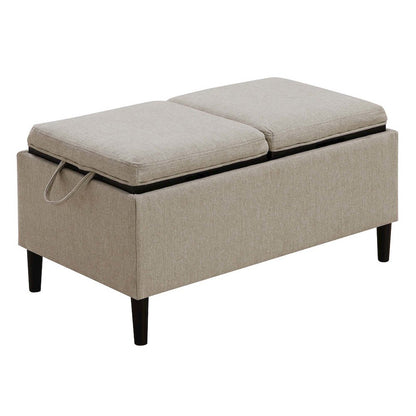 Designs4Comfort Magnolia Storage Ottoman with Reversible Trays, Soft Beige Fabric