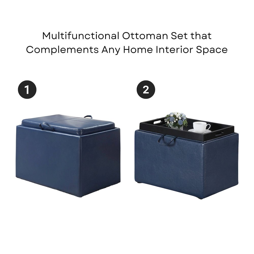 Accent Storage Ottoman with Reversible Tray