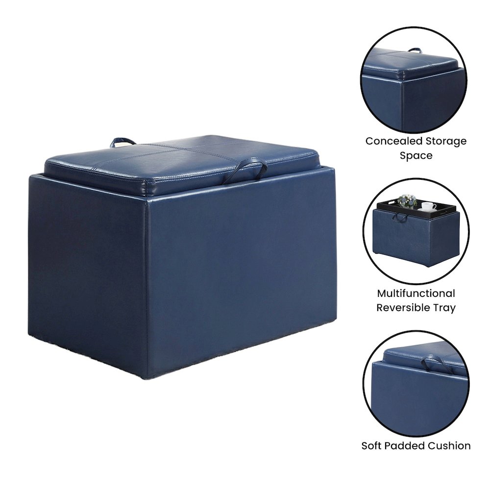 Accent Storage Ottoman with Reversible Tray