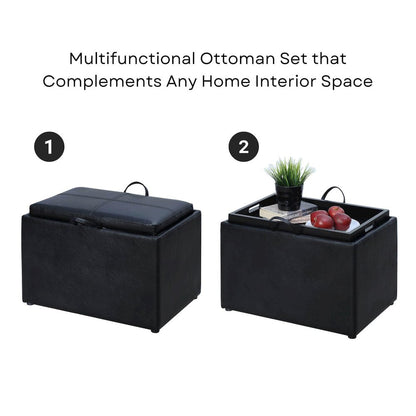 Accent Storage Ottoman with Reversible Tray