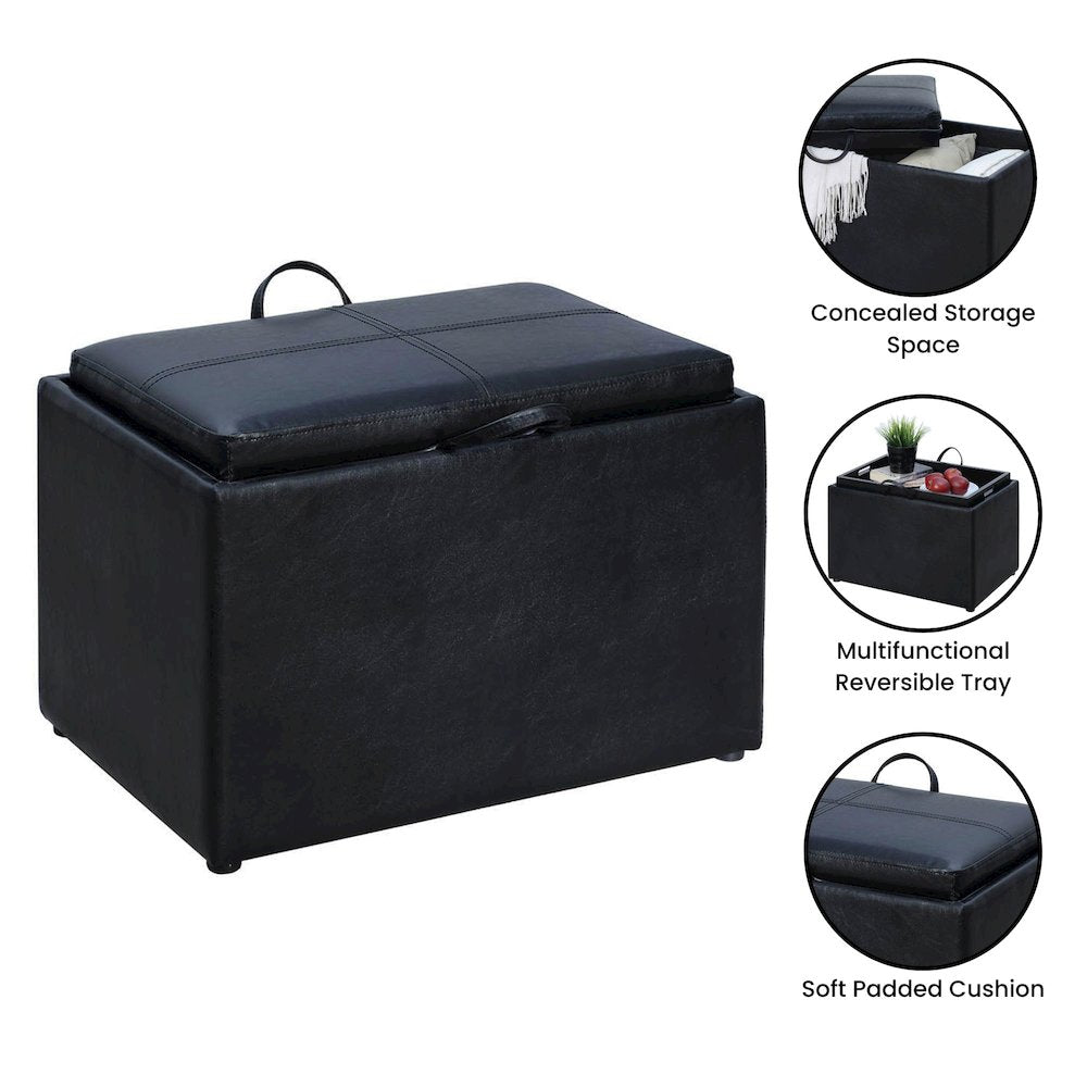 Accent Storage Ottoman with Reversible Tray