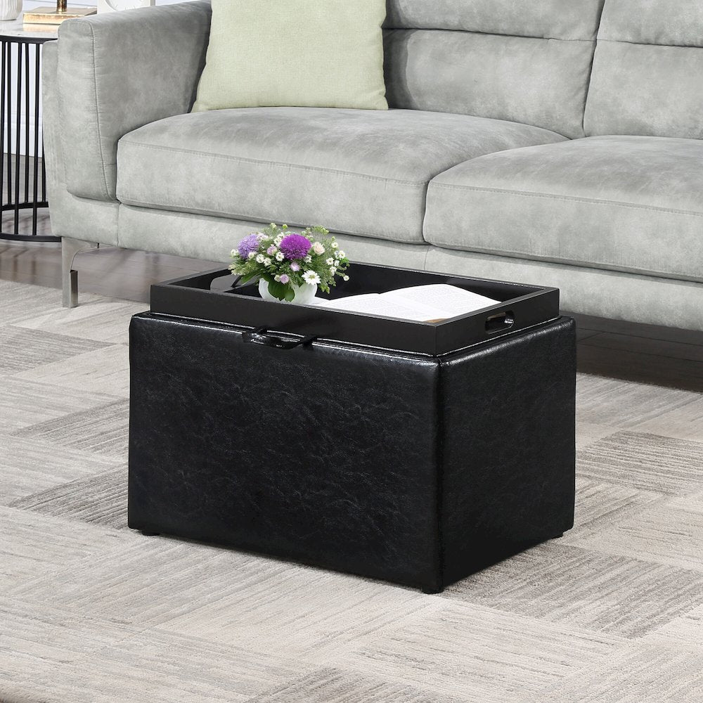Accent Storage Ottoman with Reversible Tray