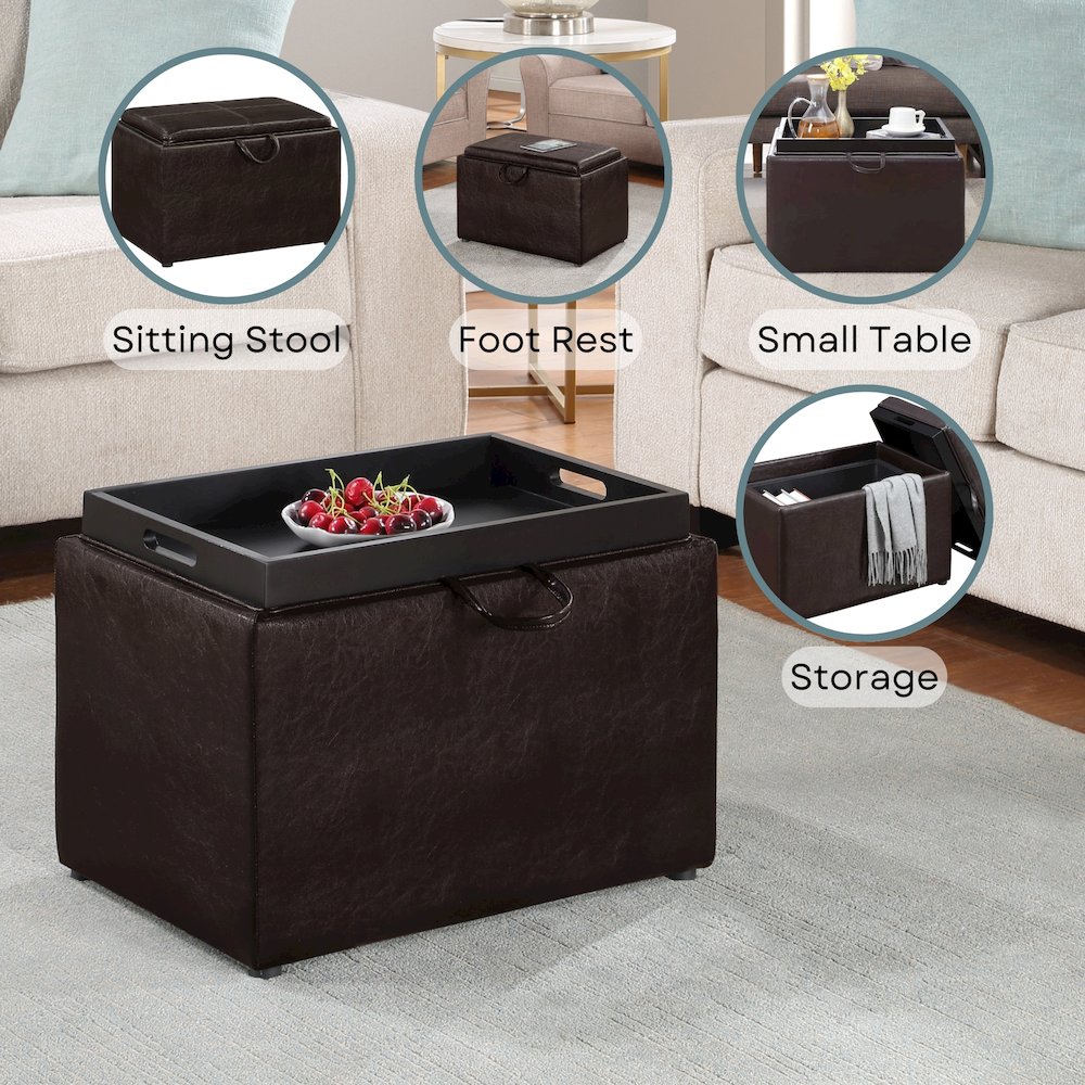 Accent Storage Ottoman with Reversible Tray