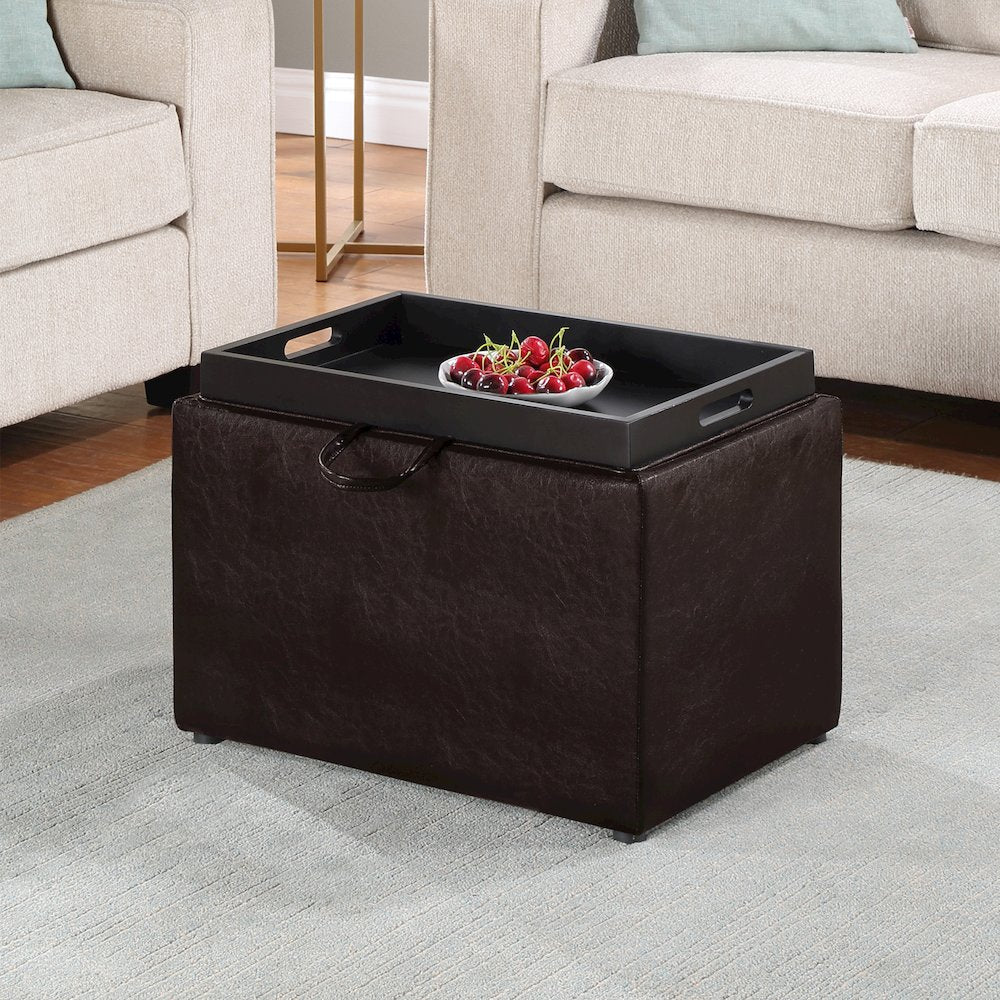 Accent Storage Ottoman with Reversible Tray