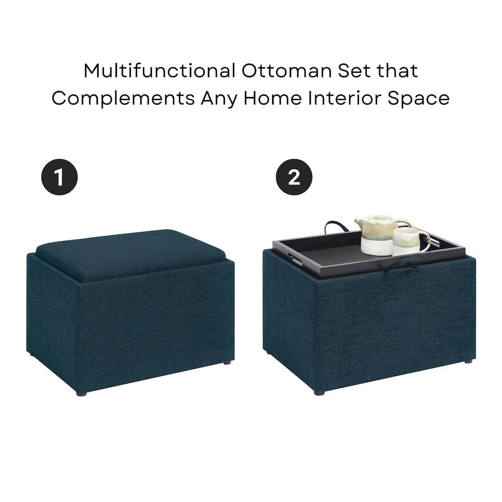 Designs4Comfort Accent Storage Ottoman with Reversible Tray