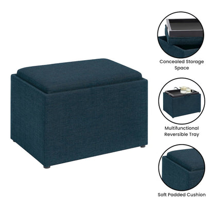 Designs4Comfort Accent Storage Ottoman with Reversible Tray