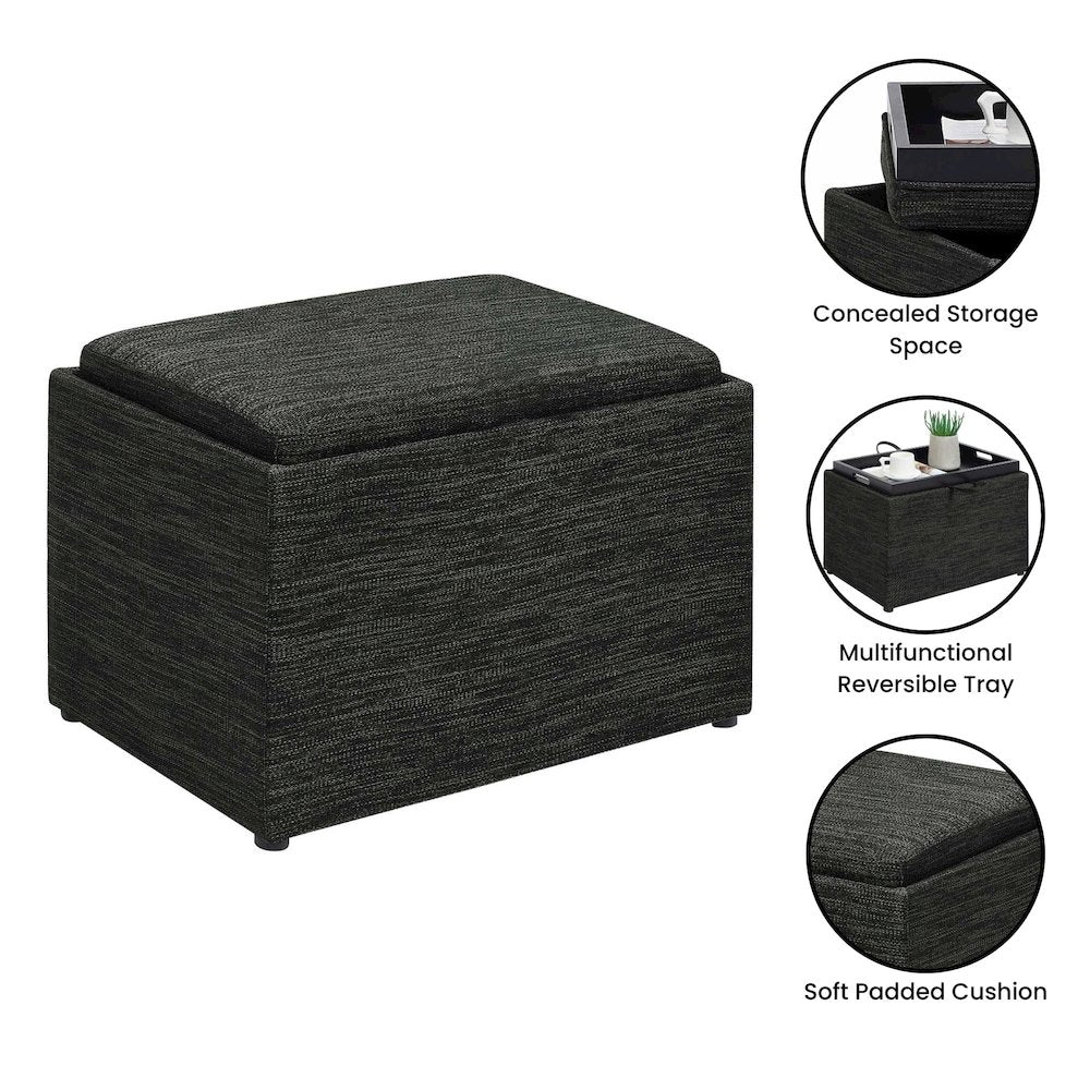 Designs4Comfort Accent Storage Ottoman with Reversible Tray