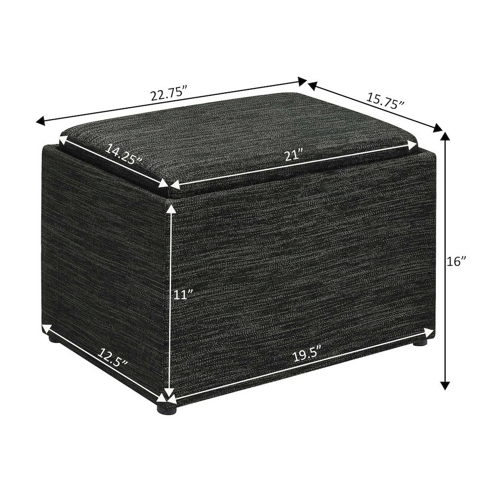 Designs4Comfort Accent Storage Ottoman with Reversible Tray
