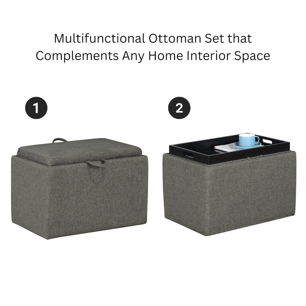 Designs4Comfort Accent Storage Ottoman with Reversible Tray