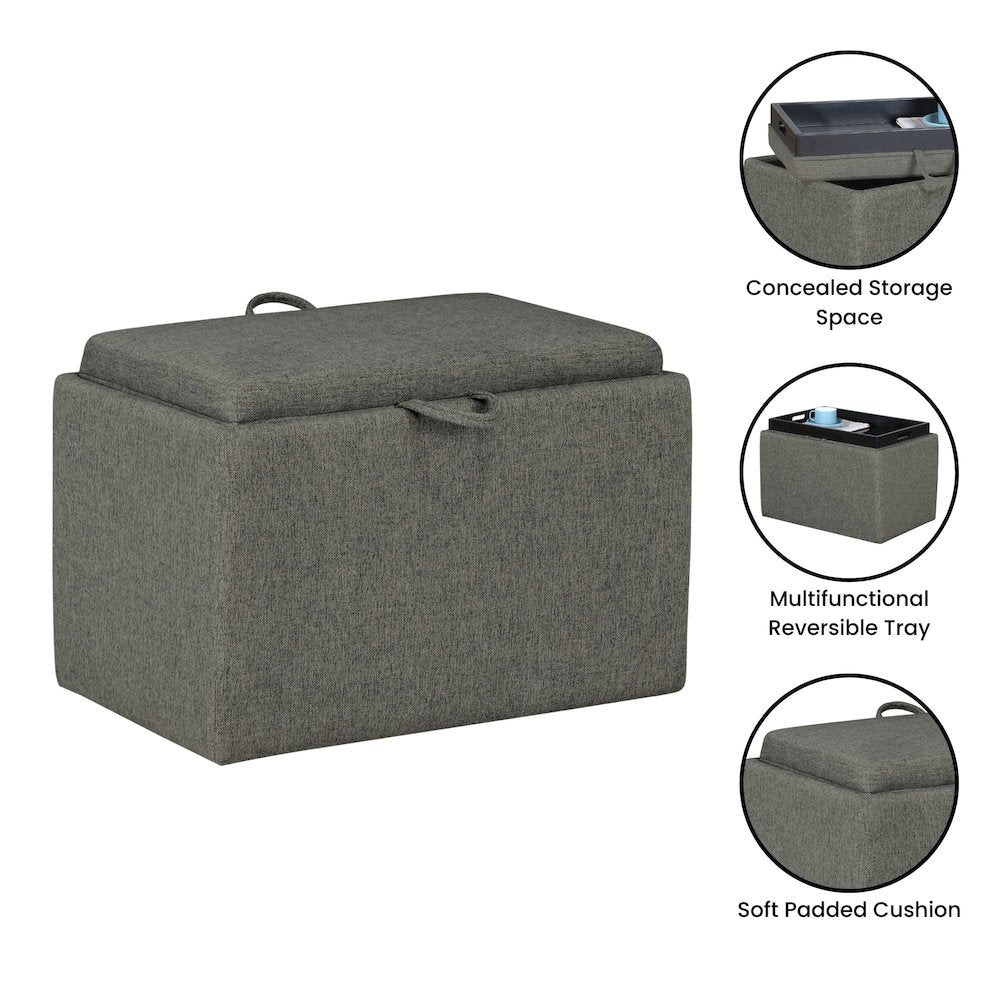 Designs4Comfort Accent Storage Ottoman with Reversible Tray