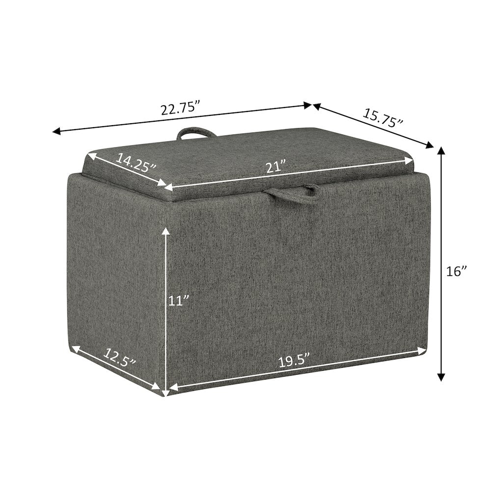 Designs4Comfort Accent Storage Ottoman with Reversible Tray
