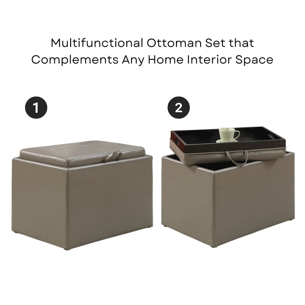 Accent Storage Ottoman with Reversible Tray