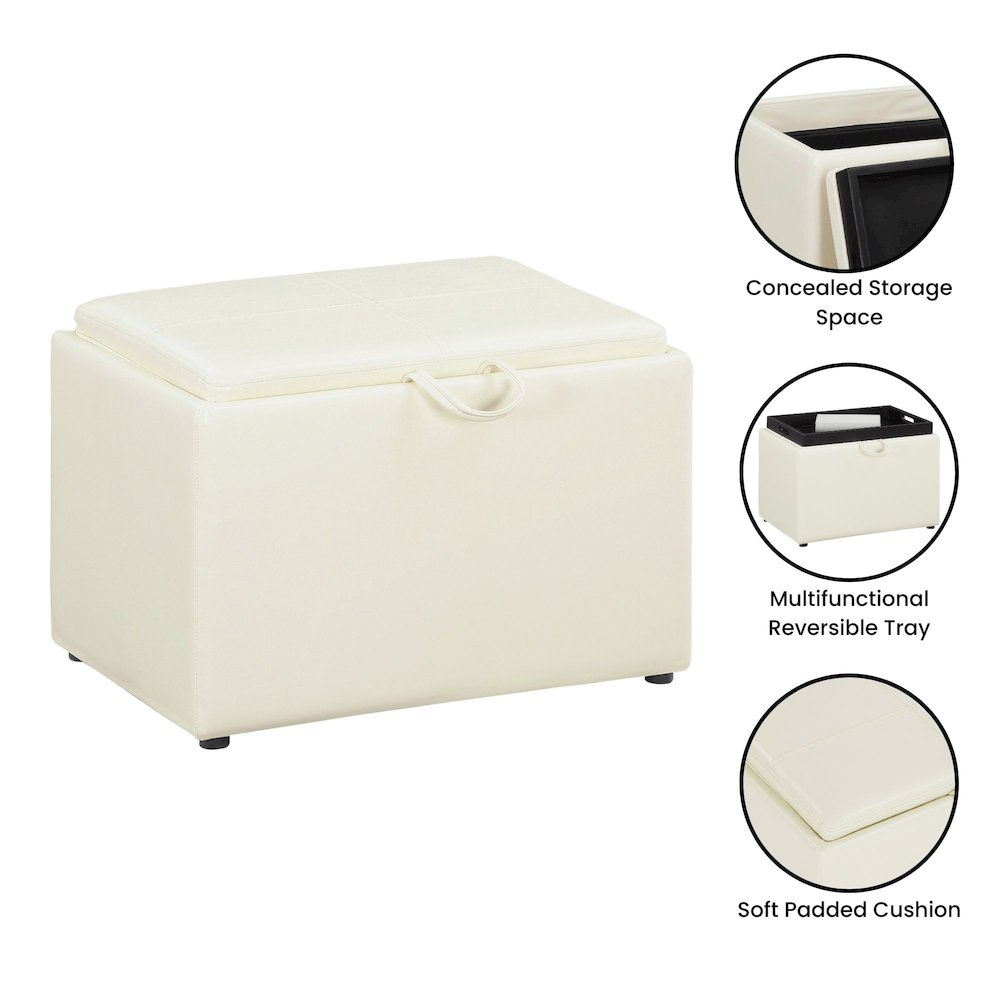 Accent Storage Ottoman with Reversible Tray