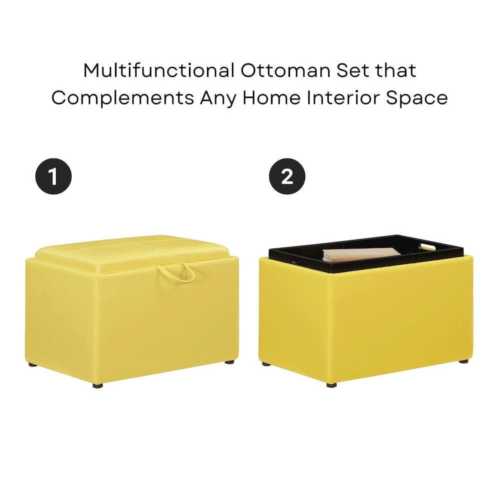 Accent Storage Ottoman with Reversible Tray