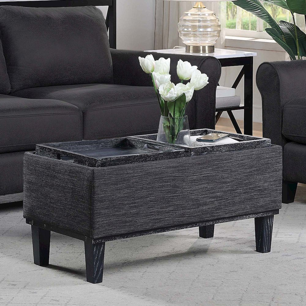 Designs4Comfort Brentwood Storage Ottoman with Reversible Trays, Gray