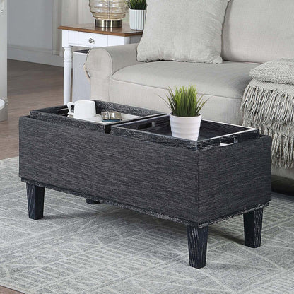 Designs4Comfort Brentwood Storage Ottoman with Reversible Trays, Gray