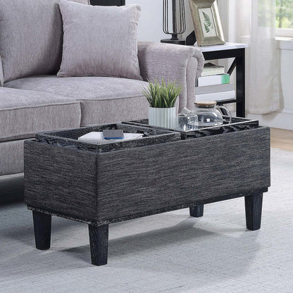 Designs4Comfort Brentwood Storage Ottoman with Reversible Trays, Gray
