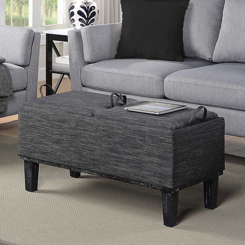 Designs4Comfort Brentwood Storage Ottoman with Reversible Trays, Gray