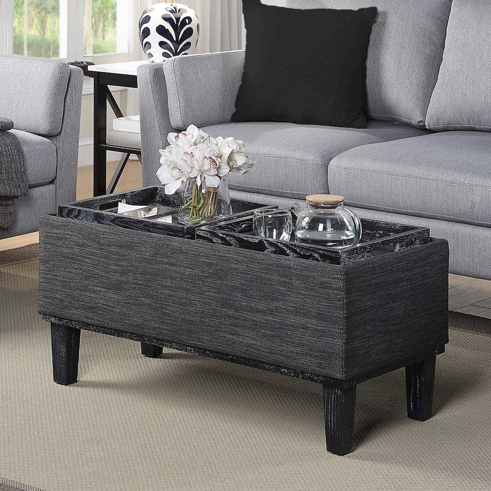 Designs4Comfort Brentwood Storage Ottoman with Reversible Trays, Gray