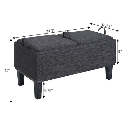 Designs4Comfort Brentwood Storage Ottoman with Reversible Trays, Gray
