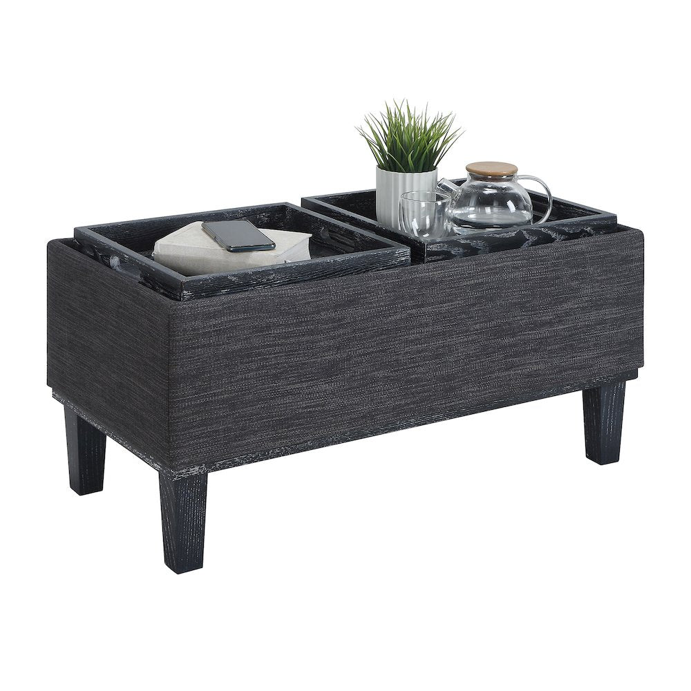 Designs4Comfort Brentwood Storage Ottoman with Reversible Trays, Gray