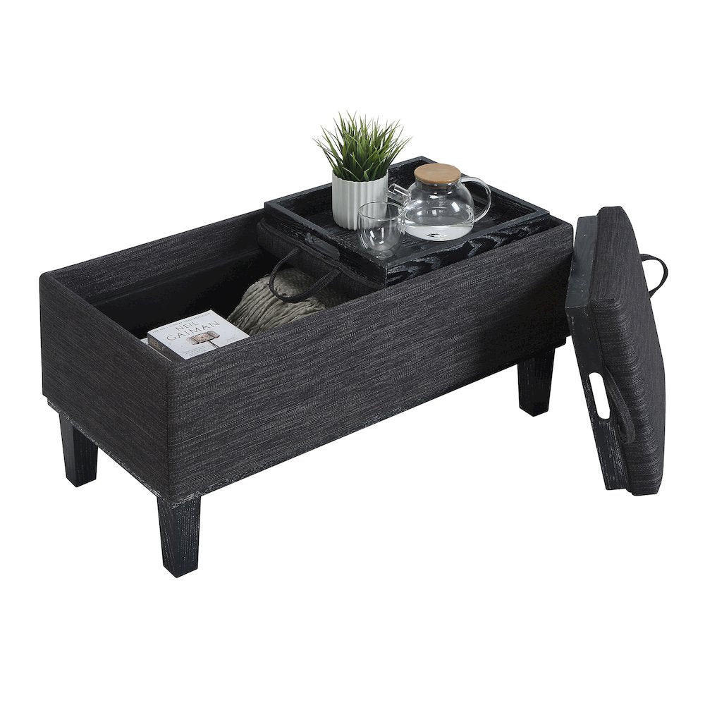 Designs4Comfort Brentwood Storage Ottoman with Reversible Trays, Gray