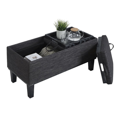 Designs4Comfort Brentwood Storage Ottoman with Reversible Trays, Gray