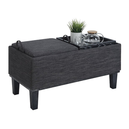 Designs4Comfort Brentwood Storage Ottoman with Reversible Trays, Gray