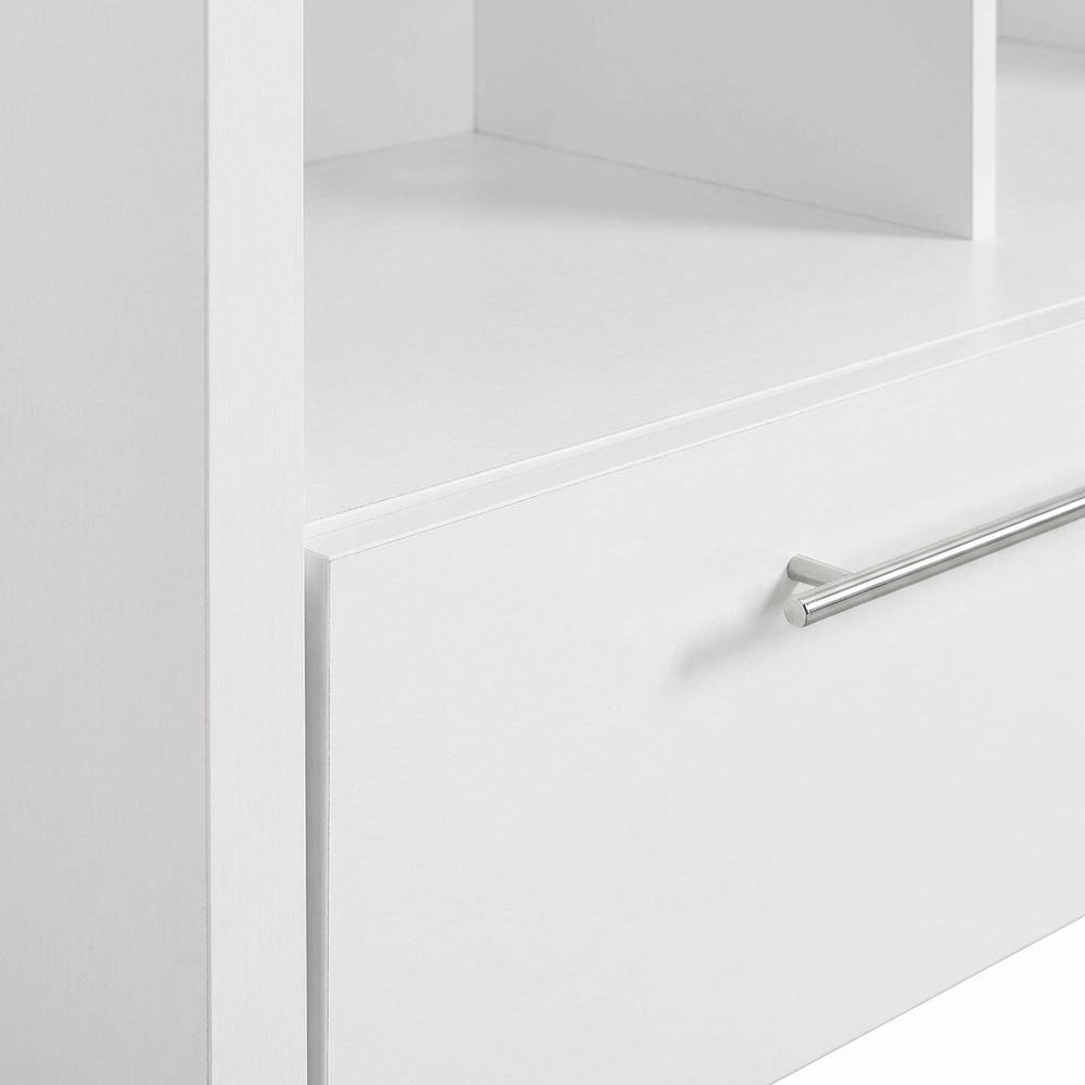 White TV Stand with Cabinets and Shelves for TVs up to 65 Inches