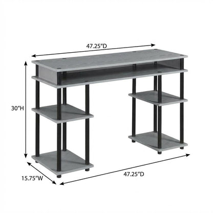 Contemporary Gray Office Desk With Melamine Overlayment And Steel Frame