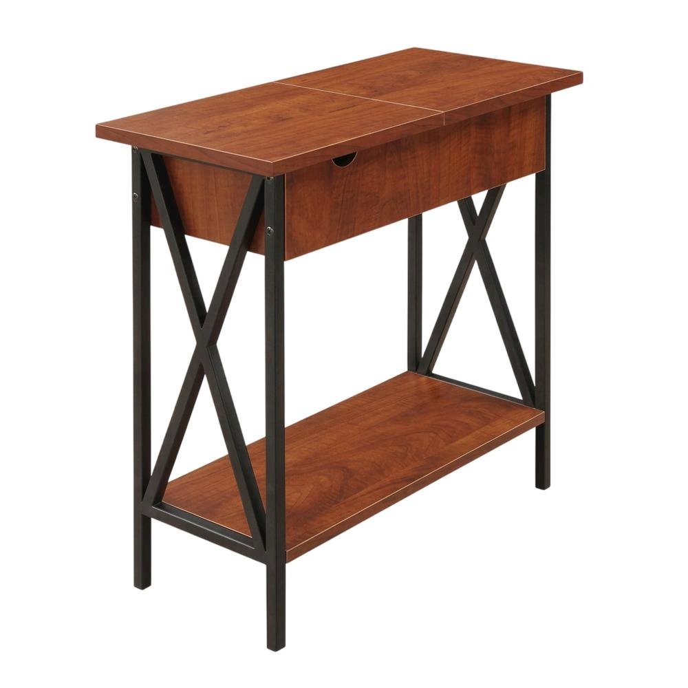 Small coffee table with flip top functionality and compact design