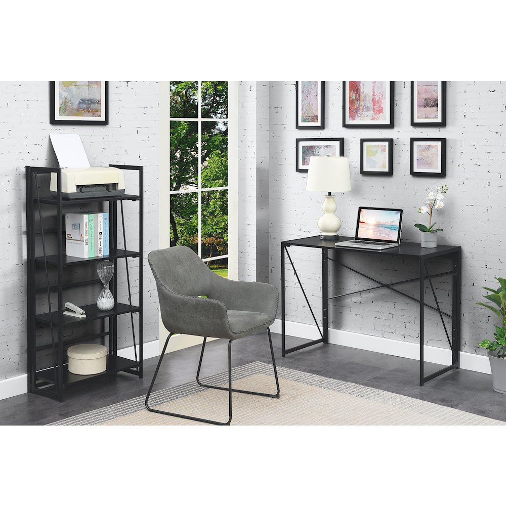 Xtra Folding 4 Tier Bookshelf, Black/Black