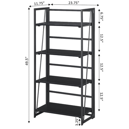 Xtra Folding 4 Tier Bookshelf, Black/Black