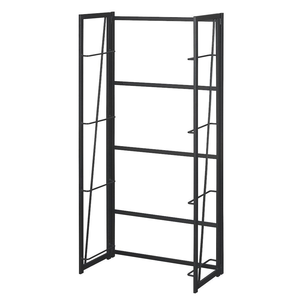 Xtra Folding 4 Tier Bookshelf, Black/Black