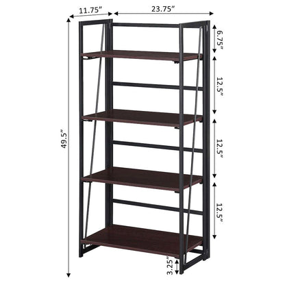 Xtra Folding 4 Tier Bookshelf, Espresso/Black