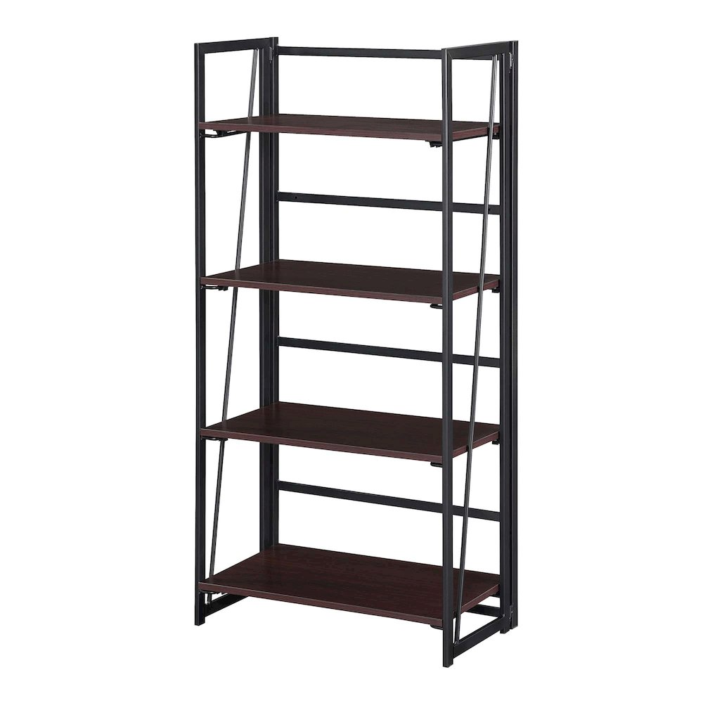 Xtra Folding 4 Tier Bookshelf, Espresso/Black