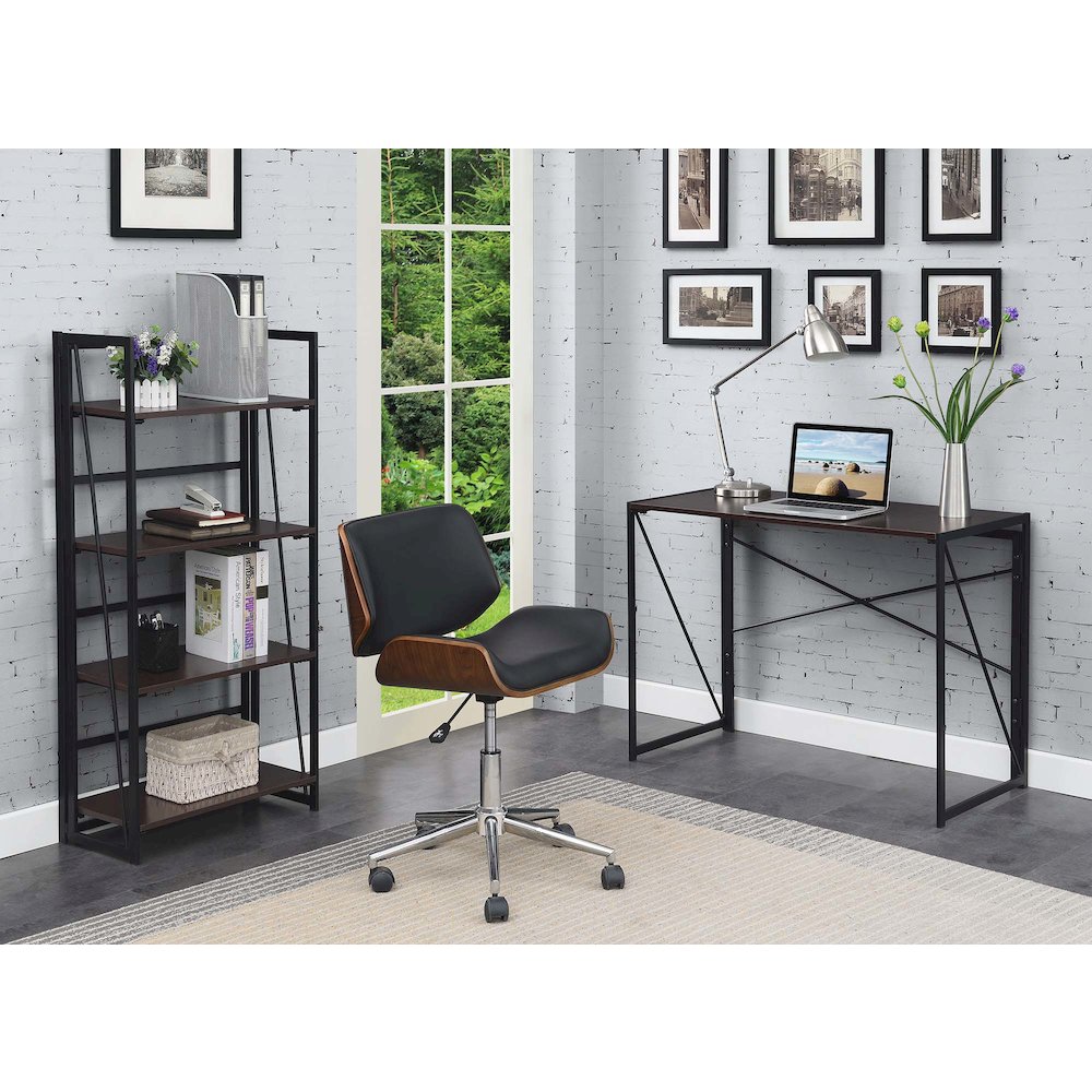 Xtra Folding 4 Tier Bookshelf, Espresso/Black