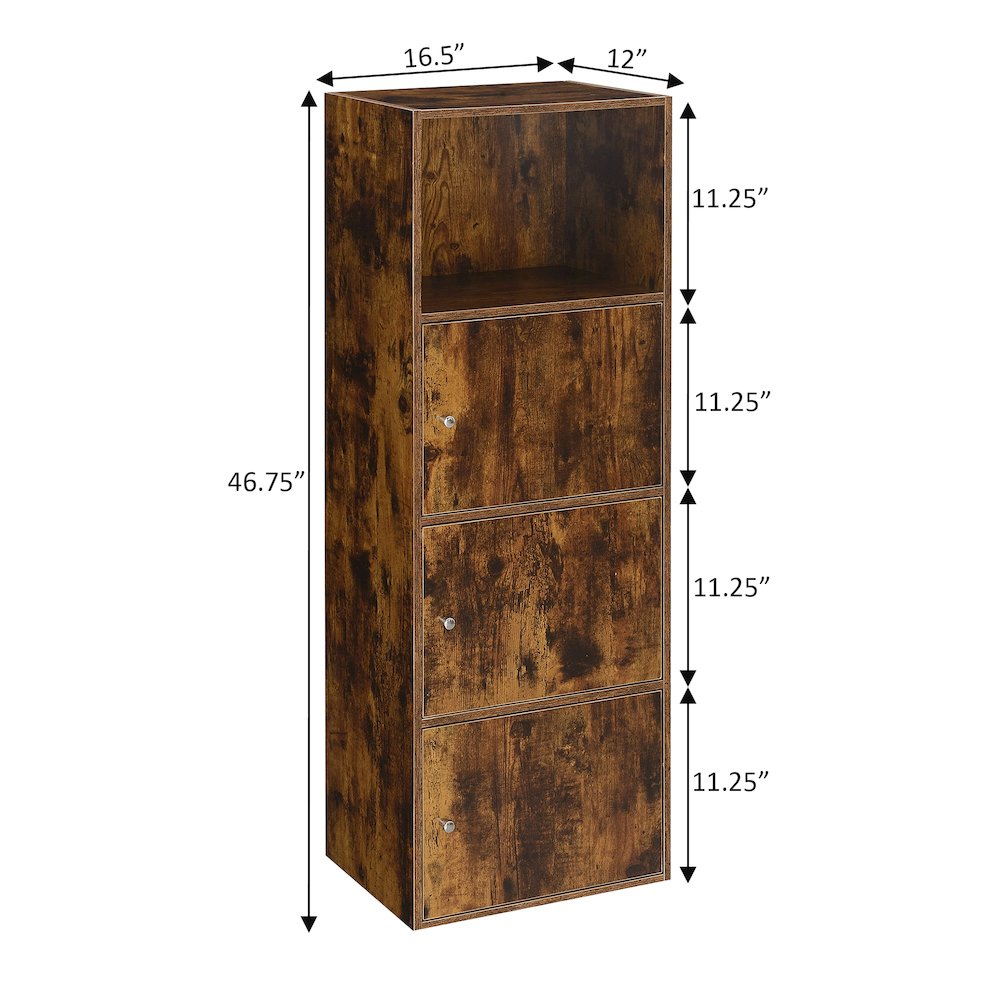 Xtra Storage 3 Door Cabinet with Shelf, Brown