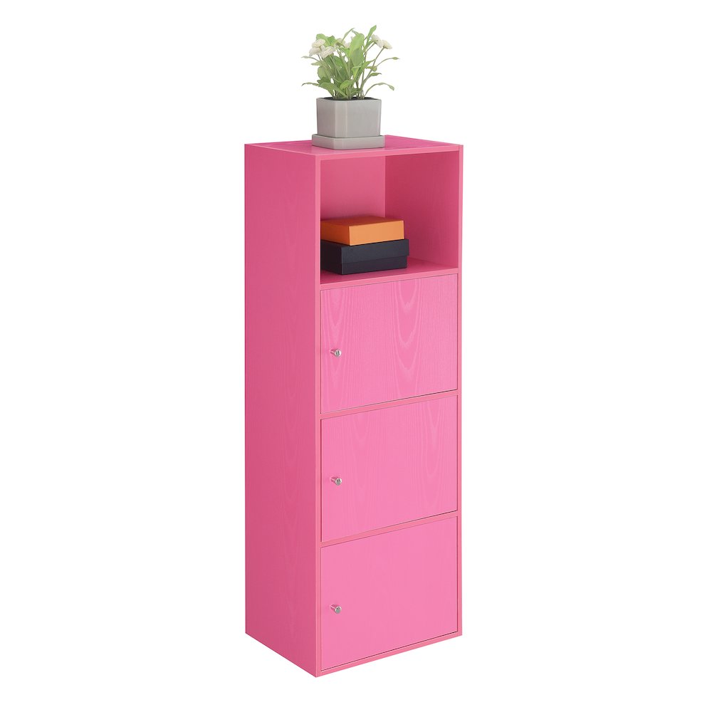 Xtra Storage 3 Door Cabinet with Shelf, Pink