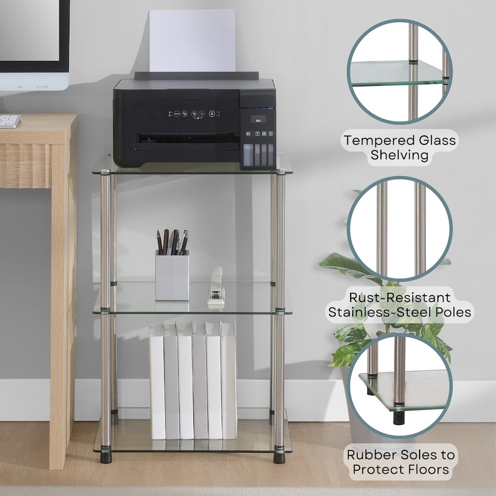 Designs2Go Classic Glass 3 Tier Lamp / End Table