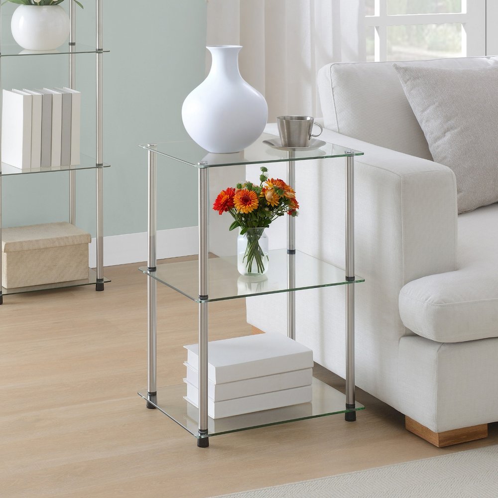 Designs2Go Classic Glass 3 Tier Lamp / End Table