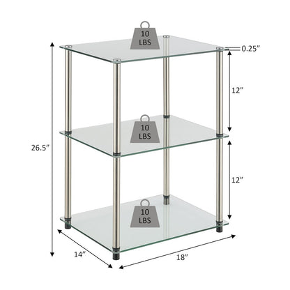 Designs2Go Classic Glass 3 Tier Lamp / End Table