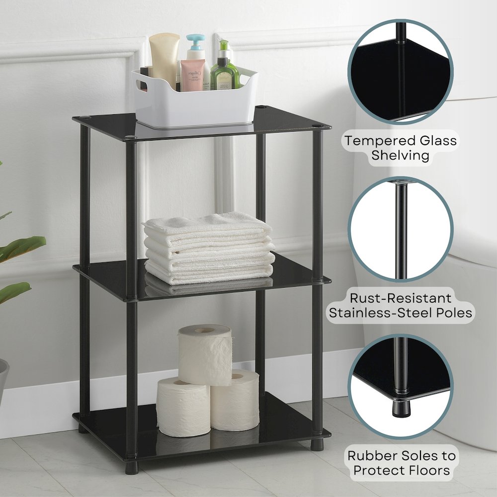 Designs2Go Classic Glass 3 Tier Lamp / End Table