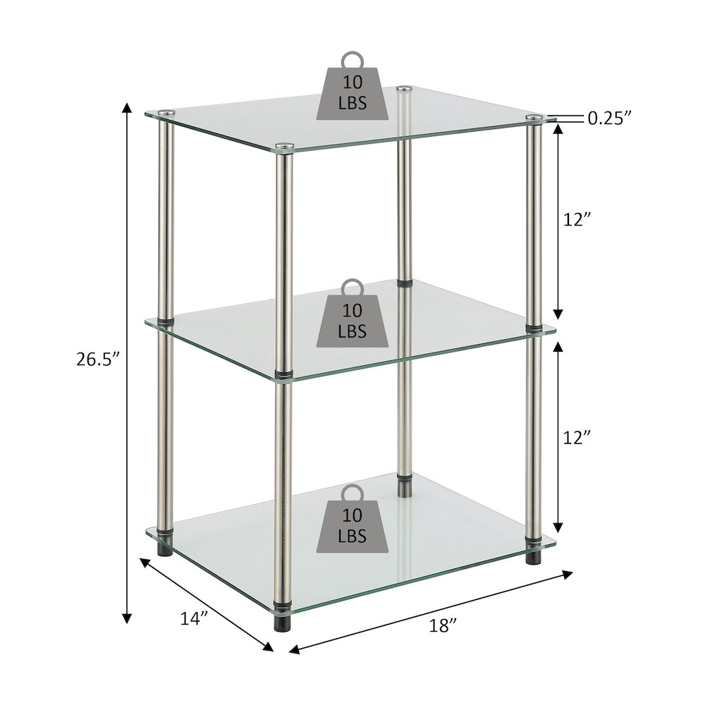 Designs2Go Classic Glass 3 Tier Lamp / End Table